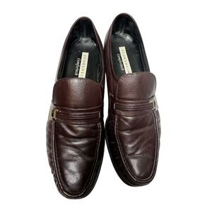 Florsheim Loafers Comfortech Dress Shoes Gold Accent Brown Leather Size 9.5B